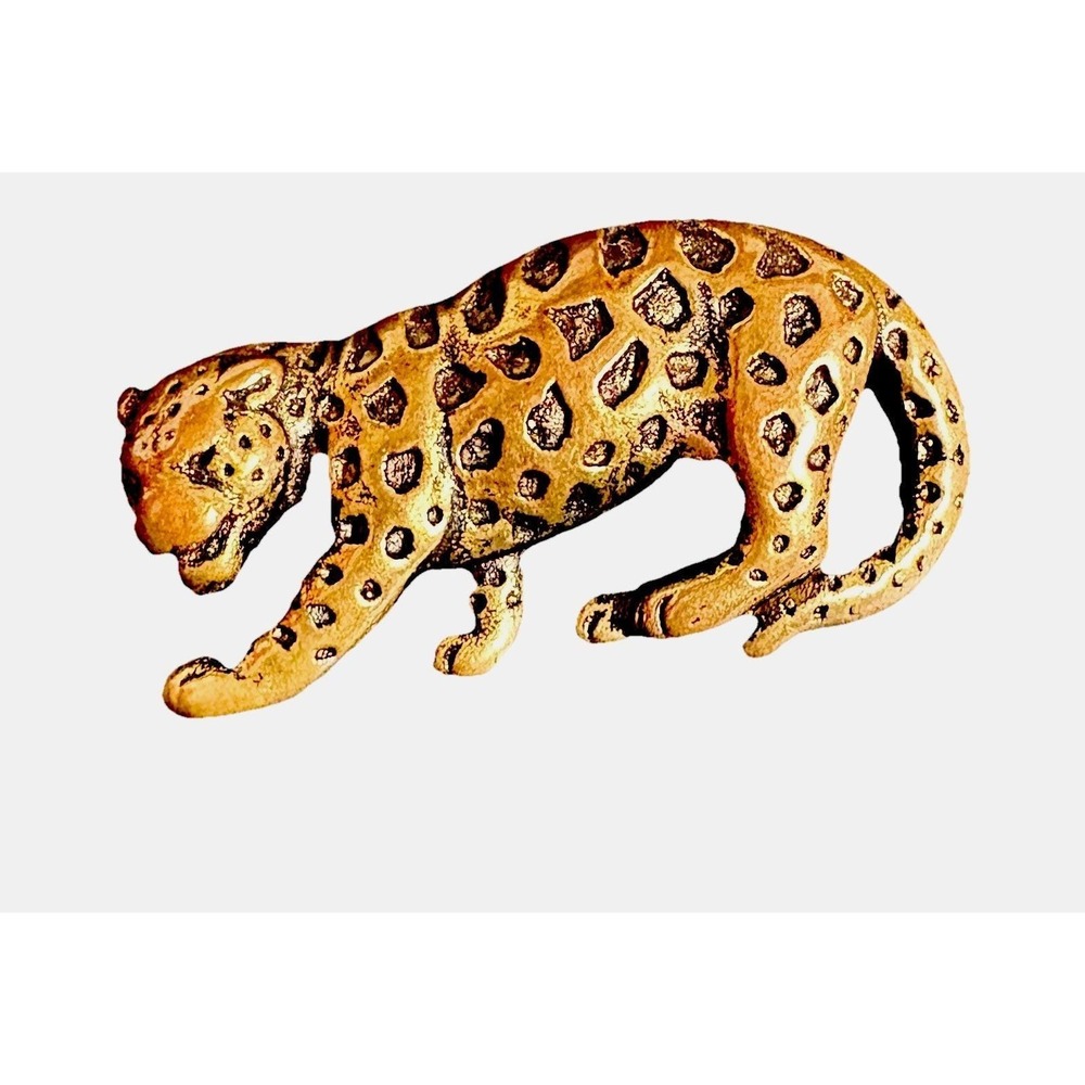 Leopard Pin Brooch Vintage Big Cat  Bronze Tone EUC Retro Lapel Pin
